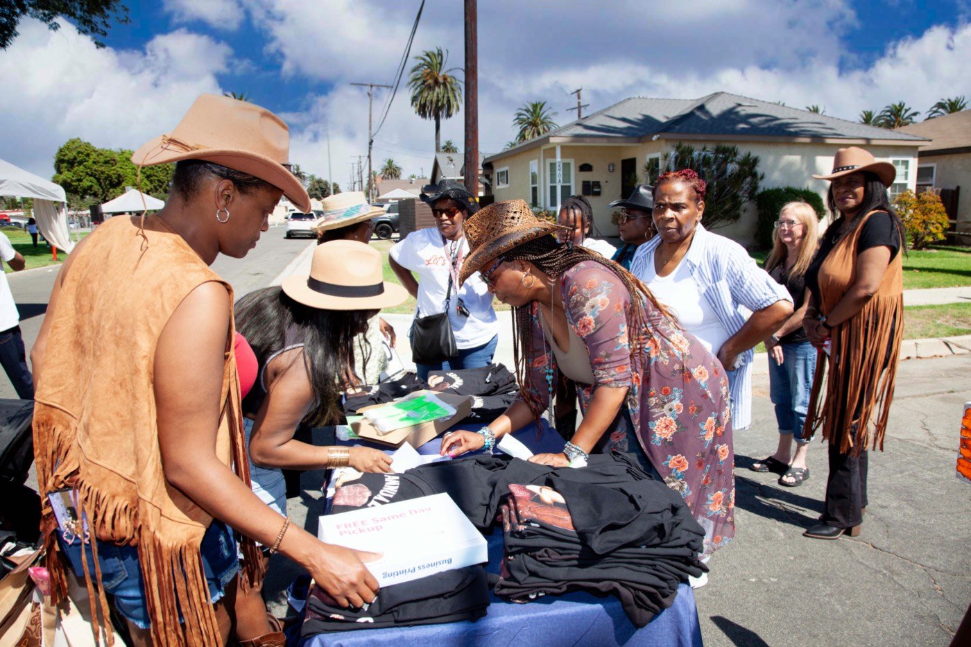 The school-supply giveaway table